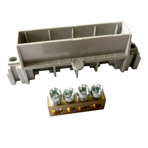 LEGRAND-134800 PractiboxS 4 modulos szekrényhez, 1 x (2x16mm² + 2x10mm²) csupasz PE elosztókapocs szigetelt tartóval; Icc=6 kA
