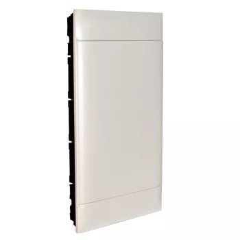   LEGRAND-135144 PractiboxS 4 sor 12 modul, téglafalba süllyeszthető kiselosztó(650°C), fehér ajtóval, védőföld és nulla elosztókapoccsal