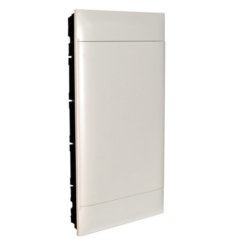 LEGRAND-135164 PractiboxS 4 sor 12 modul, gipszkartonba süllyeszthető kiselosztó(850°C), fehér ajtóval, védőföld és nulla elosztókapoccsal