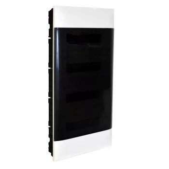   LEGRAND-135174 PractiboxS 4 sor 12 modul, gipszkartonba süllyeszthető kiselosztó(850°C), átlátszó füstszínű ajtóval, védőföld és nulla elosztókapoccsal