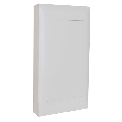 LEGRAND-135204 PractiboxS 4 sor 12 modul, falon kívüli kiselosztó(650°C), fehér ajtóval, védőföld és nulla elosztókapoccsal
