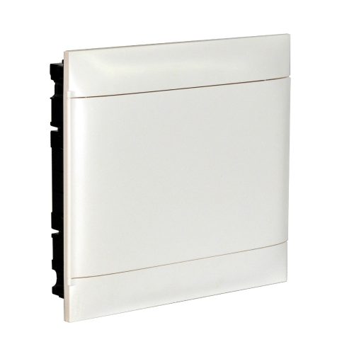 LEGRAND-137147 PractiboxS 2 sor 18 modul, téglafalba süllyeszthető kiselosztó(650°C), fehér ajtóval, védőföld és nulla elosztókapoccsal