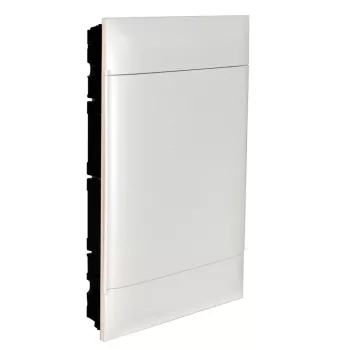   LEGRAND-137148 PractiboxS 3 sor 18 modul, téglafalba süllyeszthető kiselosztó(650°C), fehér ajtóval, védőföld és nulla elosztókapoccsal
