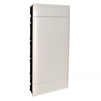   LEGRAND-137149 PractiboxS 4 sor 18 modul, téglafalba süllyeszthető kiselosztó(650°C), fehér ajtóval, védőföld és nulla elosztókapoccsal