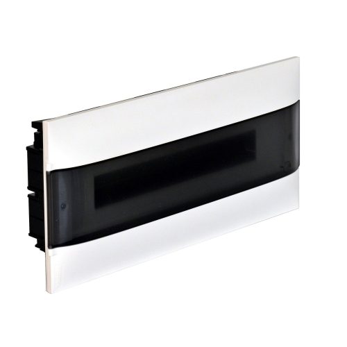 LEGRAND-137155 PractiboxS 1 sor 22 modul, téglafalba süllyeszthető kiselosztó(650°C), átlátszó füstszínű ajtóval, védőföld és nulla elosztókapoccsal