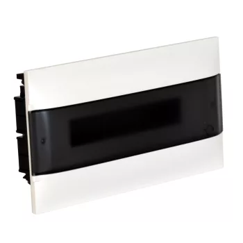   LEGRAND-137156 PractiboxS 1 sor 18 modul, téglafalba süllyeszthető kiselosztó(650°C), átlátszó füstszínű ajtóval, védőföld és nulla elosztókapoccsal