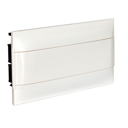 LEGRAND-137156 PractiboxS 1 sor 18 modul, téglafalba süllyeszthető kiselosztó(650°C), átlátszó füstszínű ajtóval, védőföld és nulla elosztókapoccsal