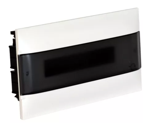 LEGRAND-137176 PractiboxS 1 sor 18 modul, gipszkartonba süllyeszthető kiselosztó(850°C), átlátszó füstszínű ajtóval, védőföld és nulla elosztókapoccsal