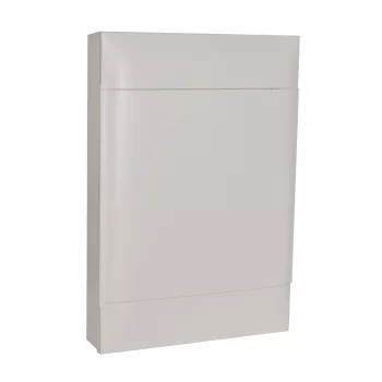   LEGRAND-137208 PractiboxS 3 sor 18 modul, falon kívüli kiselosztó(650°C), fehér ajtóval, védőföld és nulla elosztókapoccsal