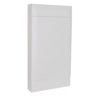   LEGRAND-137209 PractiboxS 4 sor 18 modul, falon kívüli kiselosztó(650°C), fehér ajtóval, védőföld és nulla elosztókapoccsal