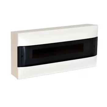  LEGRAND-137215 PractiboxS 1 sor 22 modul, falon kívüli kiselosztó(650°C), átlátszó füstszínű ajtóval, védőföld és nulla elosztókapoccsal