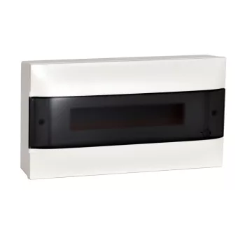   LEGRAND-137216 PractiboxS 1 sor 18 modul, falon kívüli kiselosztó(650°C), átlátszó füstszínű ajtóval, védőföld és nulla elosztókapoccsal