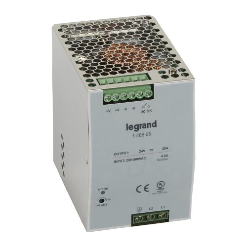 LEGRAND-146665 - Legrand tápegység 480W 200-500/24V= kapcsolóüzemű stabilizált