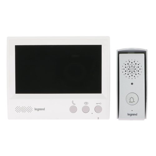 LEGRAND-369580 Legrand 4 vezetékes BASIC videó kaputelefon szett: színes videó (7''), bővíthető 1 lakásos, beépített tápegységgel, fehér