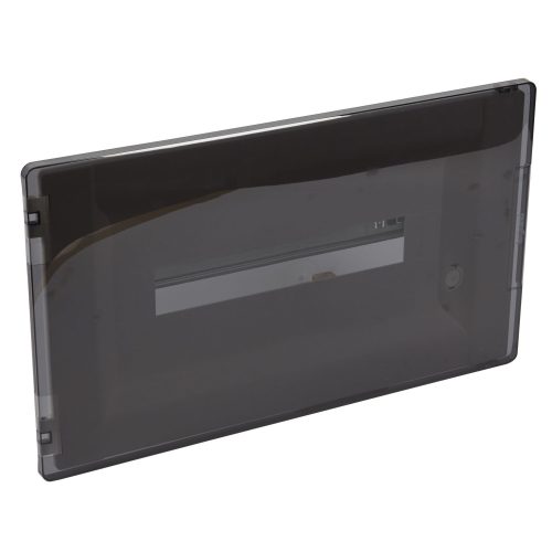 LEGRAND-401756 Practibox3 süllyesztett kiselosztó, átlátszó füstszínű ajtóval, védőföld és nulla elosztókapoccsal, 1 sor 18 modul, 234x422