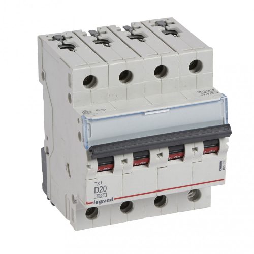 LEGRAND-403773 TX3 kismegszakító 4P D20 6000A/6kA BIC