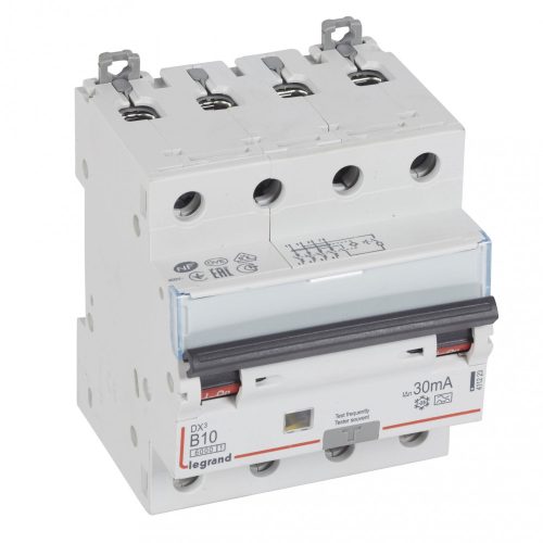 LEGRAND-411223 DX3 4P kombinált áram-védőkapcsoló  B10 6000A / 10kA 30mA A típus