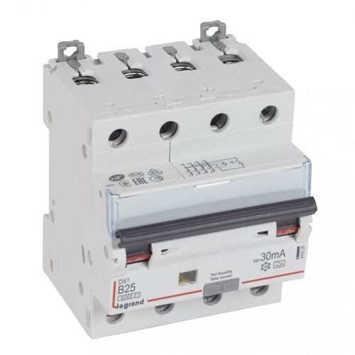 LEGRAND-411226 DX3 4P kombinált áram-védőkapcsoló  B25 6000A / 10kA 30mA A típus