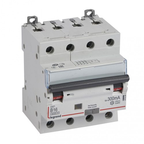 LEGRAND-411229 DX3 4P kombinált áram-védőkapcsoló  B16 6000A / 10kA 300mA A típus