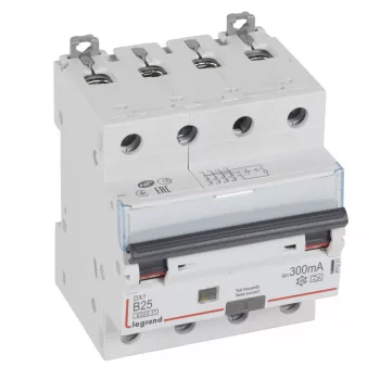  LEGRAND-411231 DX3 4P kombinált áram-védőkapcsoló  B25 6000A / 10kA 300mA A típus