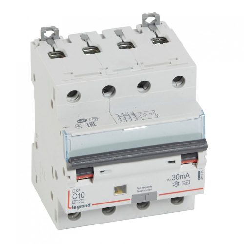 LEGRAND-411233 DX3 4P kombinált áram-védőkapcsoló  C10 6000A / 10kA 30mA A típus