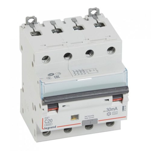 LEGRAND-411235 DX3 4P kombinált áram-védőkapcsoló  C20 6000A / 10kA 30mA A típus