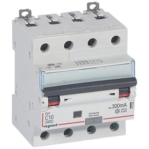 LEGRAND-411238 DX3 4P kombinált áram-védőkapcsoló  C10 6000A / 10kA 300mA A típus