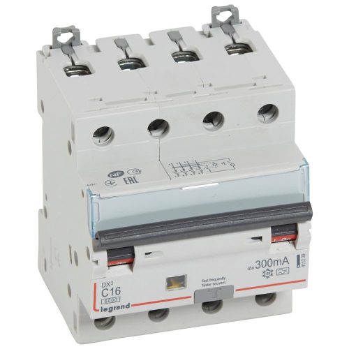 LEGRAND-411239 DX3 4P kombinált áram-védőkapcsoló  C16 6000A / 10kA 300mA A típus