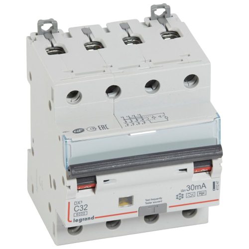 LEGRAND-411247 DX3 4P kombinált áram-védőkapcsoló  C32 6000A / 10kA 30mA A-Hpi 