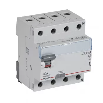 LEGRAND-411787 TX3 áram-védőkapcsoló 4P D 80A 300MA A