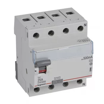 LEGRAND-411794 TX3 áram-védőkapcsoló 4P D 25A 500MA A