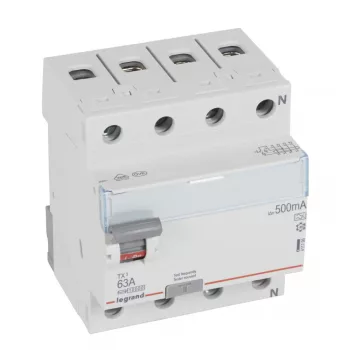 LEGRAND-411796 TX3 áram-védőkapcsoló 4P D 63A 500MA A