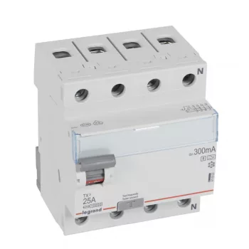 LEGRAND-411803 TX3 áram-védőkapcsoló 4P D 25A 300MA A-S