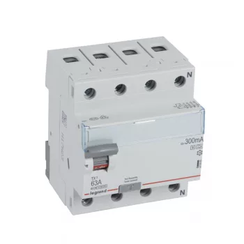 LEGRAND-411805 TX3 áram-védőkapcsoló 4P D 63A 300MA A-S