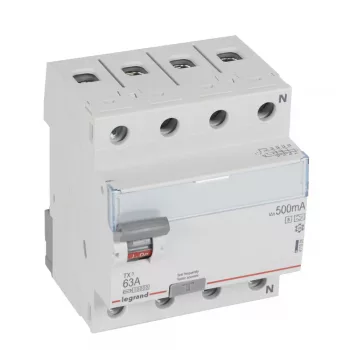 LEGRAND-411808 TX3 áram-védőkapcsoló 4P D 63A 500MA A-S