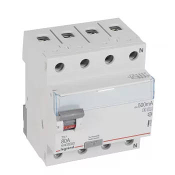 LEGRAND-411809 TX3 áram-védőkapcsoló 4P D 80A 500MA A-S