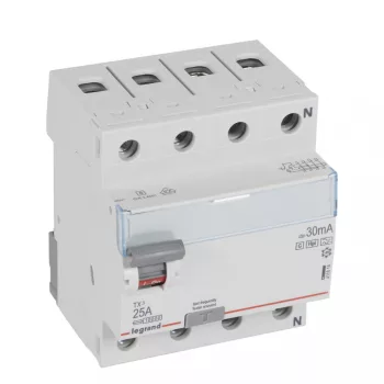   LEGRAND-411814 TX3 áram-védőkapcsoló 4P D 25A 30MA A-HPI 