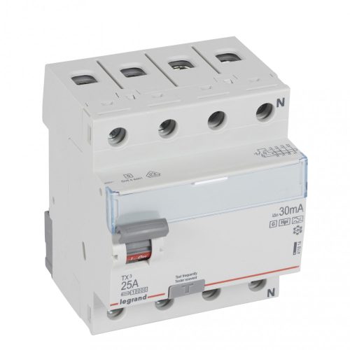 LEGRAND-411814 TX3 áram-védőkapcsoló 4P D 25A 30MA A-HPI 