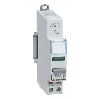   LEGRAND-412912 CX3 moduláris nyomókapcsoló 1Z + zöld LED 12/48V ~/=