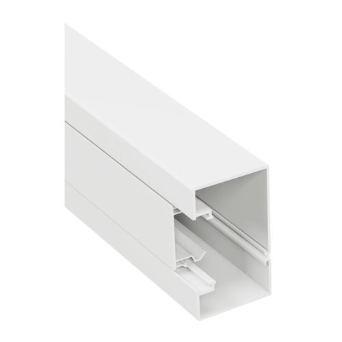 LEGRAND-638020 DLP-S kábelcsatorna 85x50 mm, merev fedéllel, bepattintható 45-ös szerelvényhez, fehér
