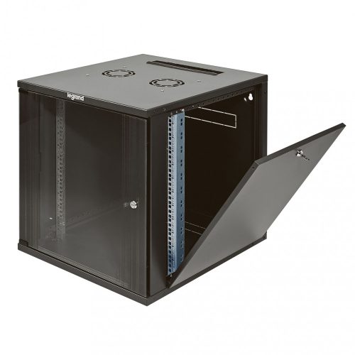 LEGRAND-646262 LEGRAND fali rack szekrény 19'' 12U MAG: 626 SZÉL: 600 MÉLY: 600 antracit egyrészes üvegajtós lapraszerelt levehető oldallapos MAX: 36 kg Linkeo
