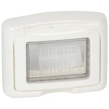   LEGRAND Plexo IP 55 keret membrános csapófedéllel, 3 modulos, Program Mosaichoz, fehér