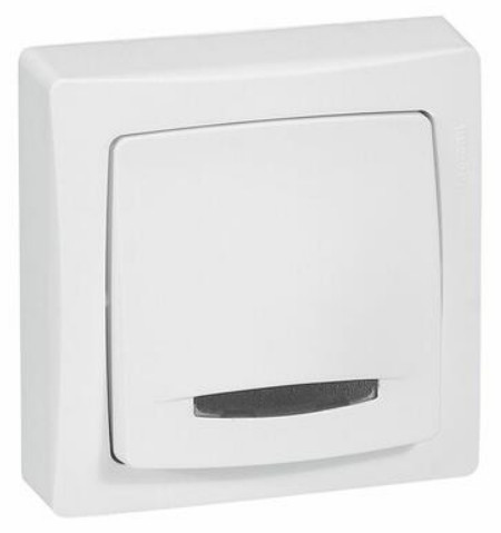 LEGRAND-696005 Oteo falonkívüli nyomó, fényjelzős, kerettel, fehér