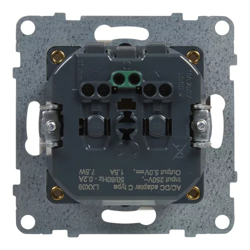 LEGRAND-721129 Suno 2P+F + USB-C csatlakozóaljzat (rugós), biztonsági zsaluval, fehér