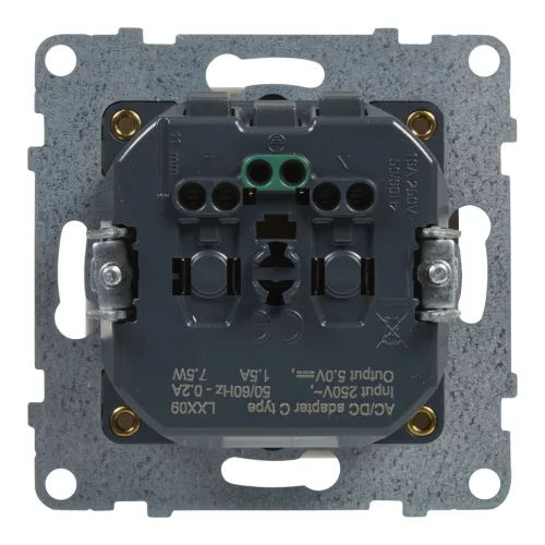 LEGRAND-721129 Suno 2P+F + USB-C csatlakozóaljzat (rugós), biztonsági zsaluval, fehér