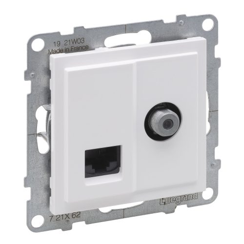LEGRAND-721162 Suno TV "F" típus + RJ45 Cat.6 UTP aljzat, fehér