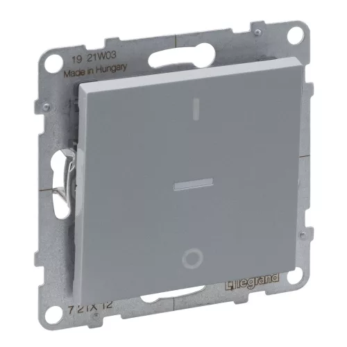LEGRAND-721312 Suno kétpólusú kapcsoló ellenőrzőfénnyel 10AX, alumínium
