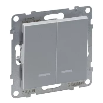   LEGRAND-721318 Suno kettős váltókapcsoló jelzőfénnyel 10AX, alumínium