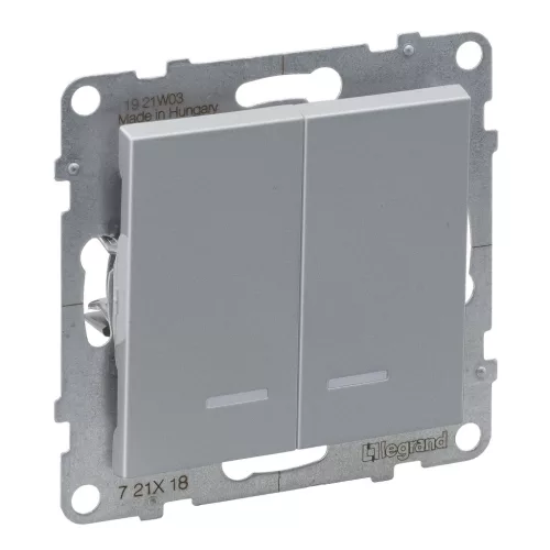 LEGRAND-721318 Suno kettős váltókapcsoló jelzőfénnyel 10AX, alumínium