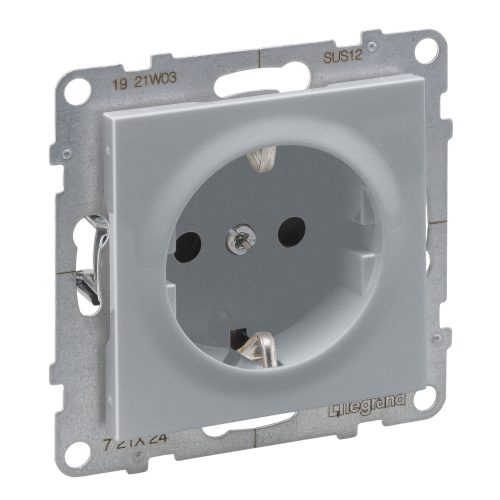 LEGRAND-721324 Suno 2P+F csatlakozóaljzat biztonsági zsaluval (csavaros), alumínium